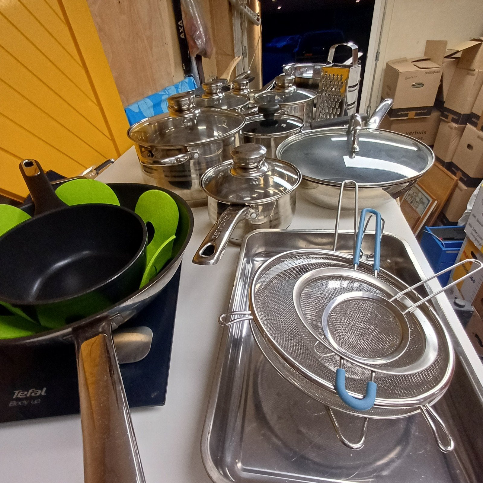 te koop veel pannen braadpannen wokpanen, Ophalen, Rvs, Pannenset