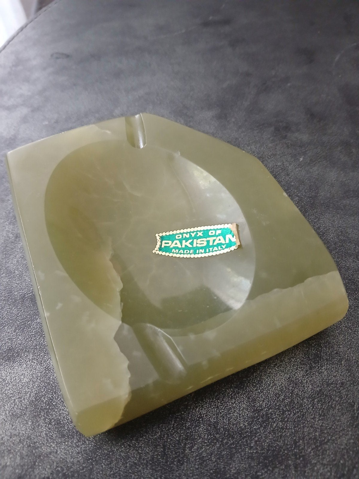 Vintage Onyx Asbak Pakistan - Groen made in Italy, Ophalen of Verzenden