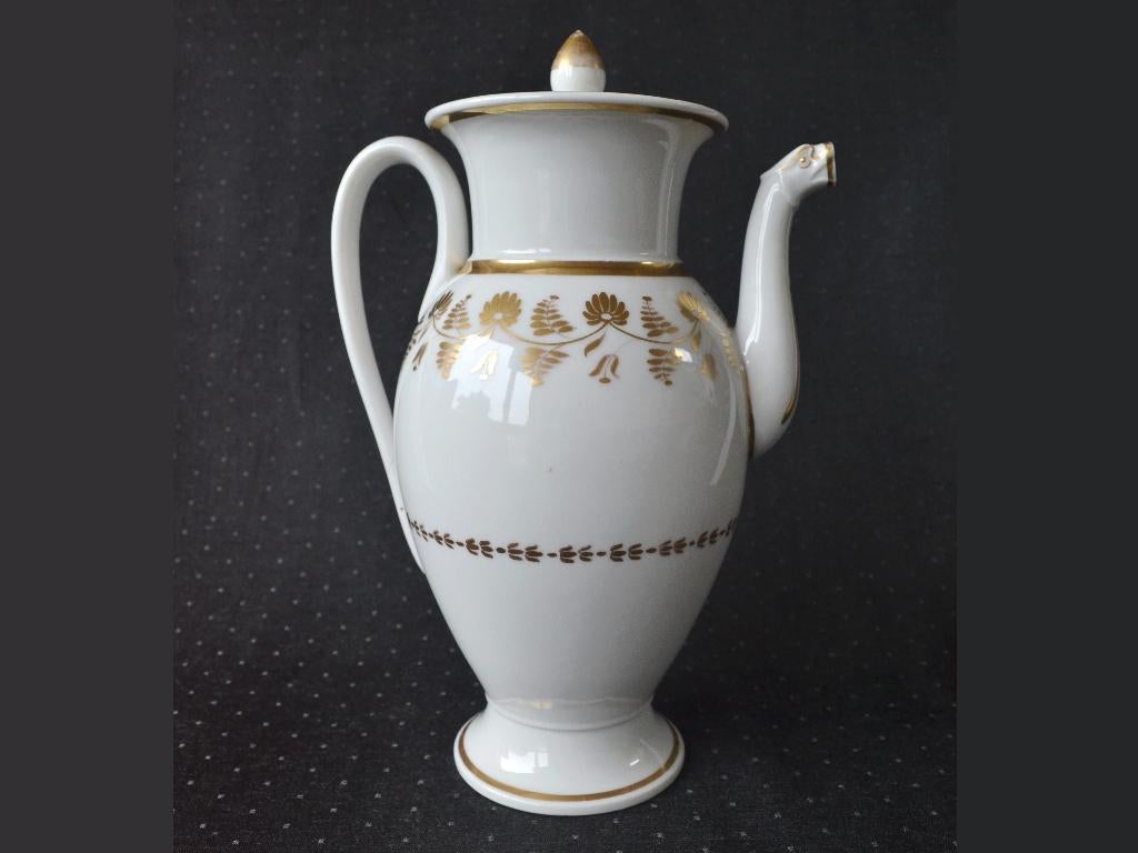Antieke porseleinen Empire Koffiekan met goud decor, 1810's, Ophalen of Verzenden