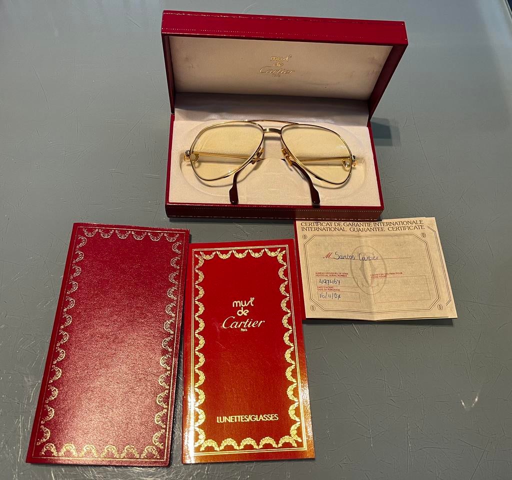 Cartier Santos vintage bril, goudkleurig, Overige kleuren, Zo goed als nieuw, Bril, Ophalen