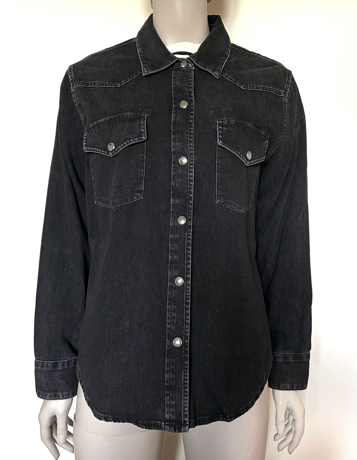 AGOLDE “Glinda” denim blouse zwart maat M (NIEUW!), Verzenden, Nieuw, Maat 38/40 (M), Zwart