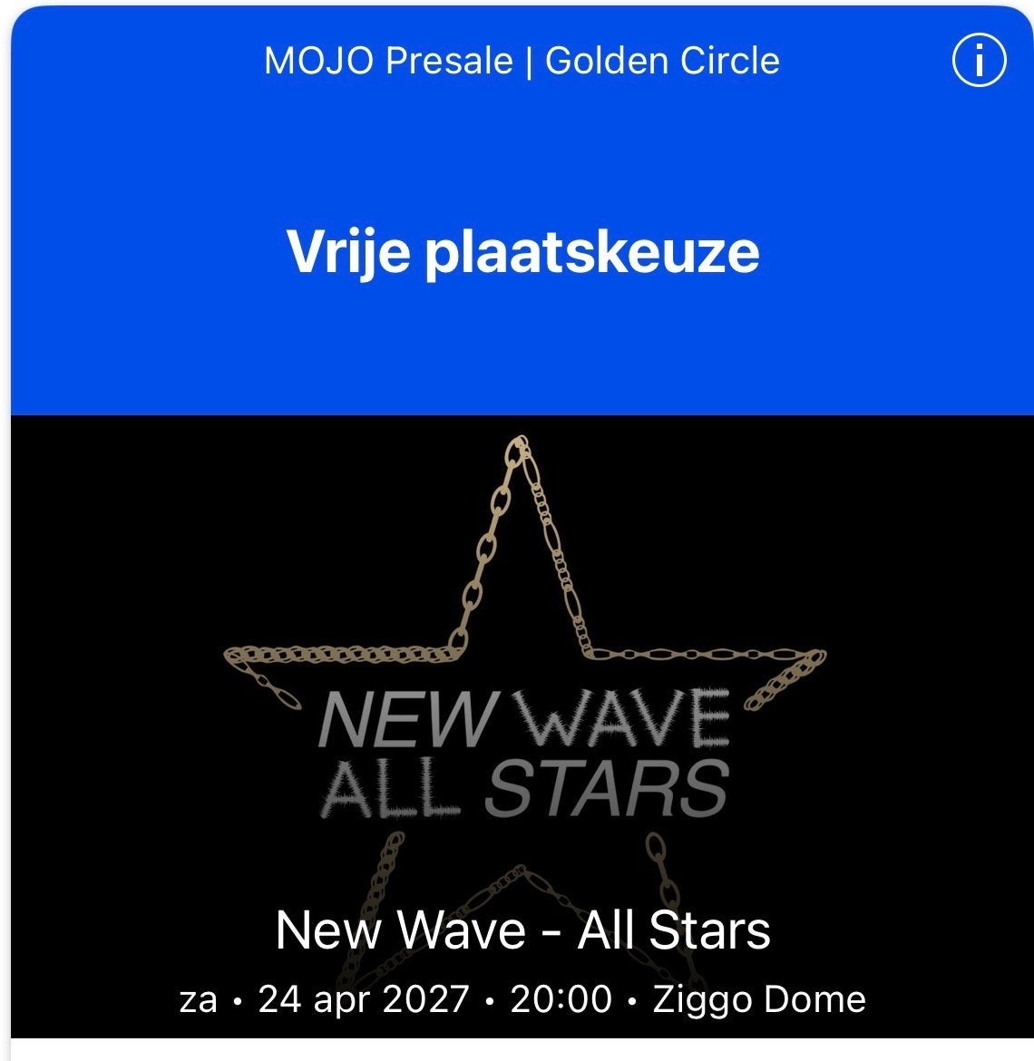 2x Golden circle New Wave All Stars concert kaartjes, Tickets en Kaartjes, Twee personen, April