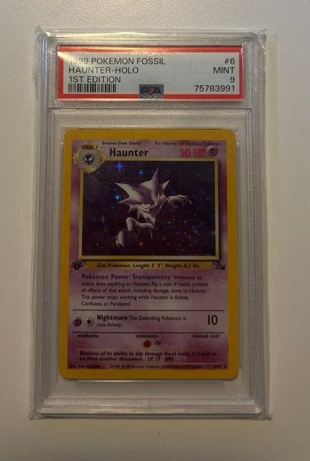 Haunter 6/62 - 1st Edition - Fossil - PSA 9, Hobby en Vrije tijd, Verzamelkaartspellen | Pokémon, Ophalen of Verzenden, Zo goed als nieuw