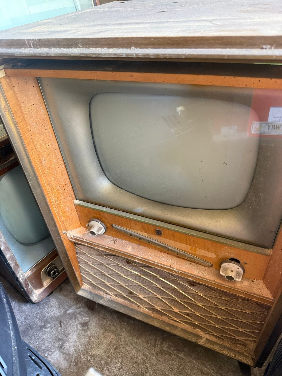Vintage Grundig Zwart-wit Televisie Console Jaren '50/'60, Antiek en Kunst, Antiek | Tv's en Audio, Ophalen