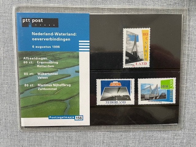 Postzegelmapje PZM156 Waterland-Oeververbindingen 1996, Postzegels en Munten, Ophalen of Verzenden, Postfris, Dier of Natuur