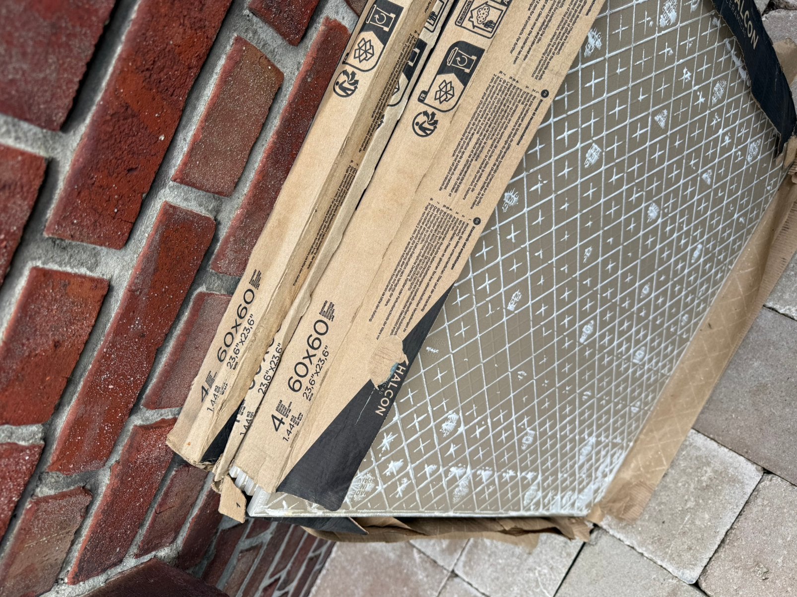 Gratis ophalen! 8 beige tegels, Doe-het-zelf en Verbouw, Ophalen, 60 cm of meer, Keramiek, Zo goed als nieuw