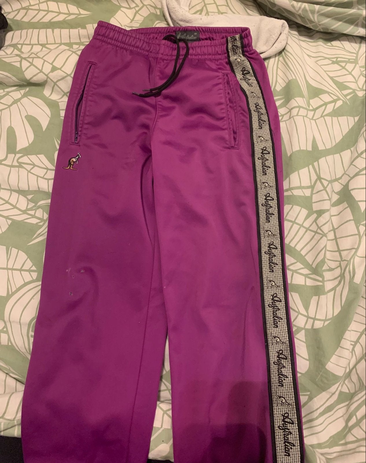 Australian trainingsbroek paars met logo streep, Maat 38/40 (M), Verzenden, Paars, Lang