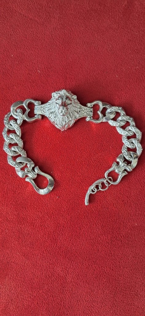 Massieve zilveren heten armband met leeuwenkop 925. 91gr, Sieraden, Tassen en Uiterlijk, Armbanden, Ophalen of Verzenden, Nieuw