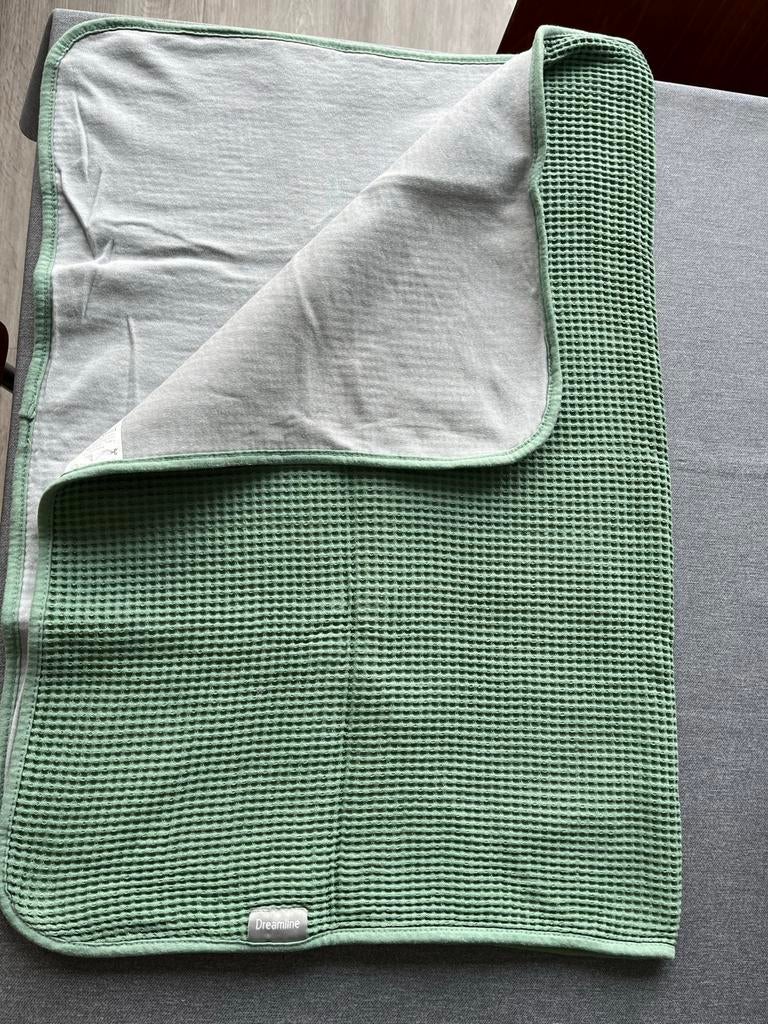 Dreamline wafeldoek deken groen/grijs, Ophalen of Verzenden, Zo goed als nieuw, Deken