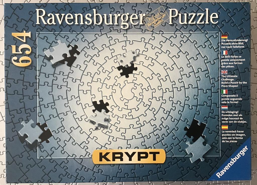 Krypt - Ravensburger 654 zilverkleurige stukjes, Ophalen of Verzenden, 500 t/m 1500 stukjes, Zo goed als nieuw, Legpuzzel
