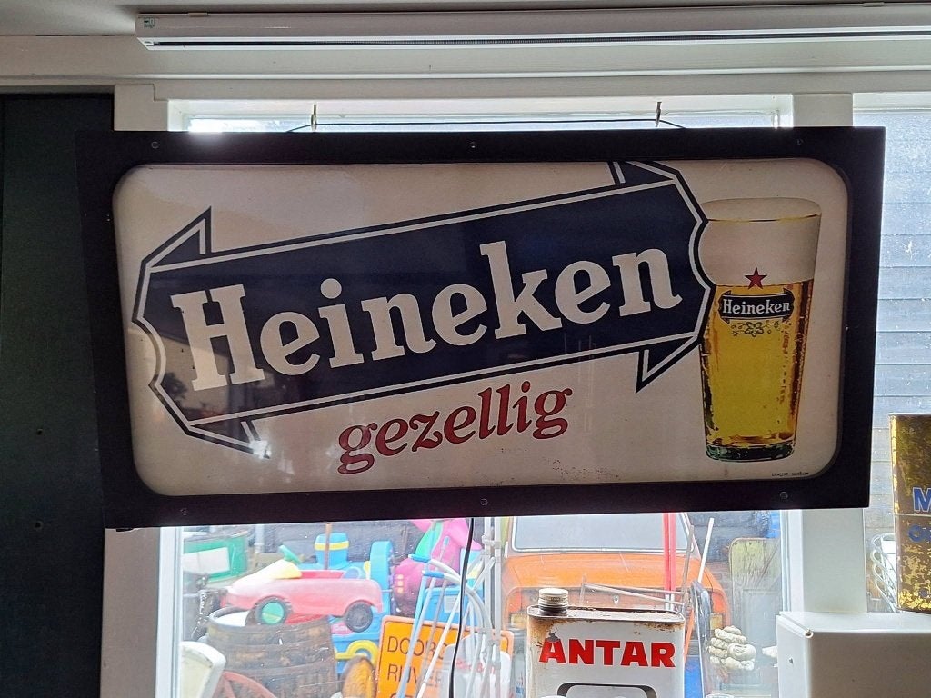 Zelf gemaakte lichtbak, lichtreclame van Heineken bier🍺, Ophalen, Gebruikt, ., Lichtbak of (neon) lamp