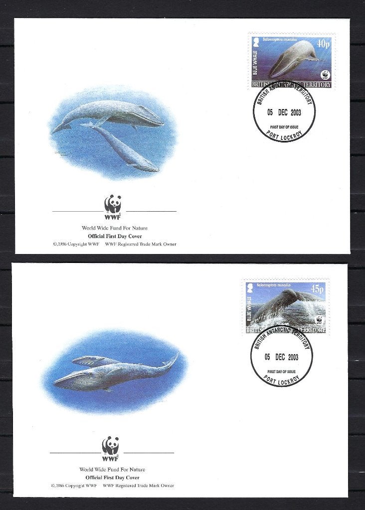WWF Brits Antarctica 4x FDC Mi. 353/356 (walvissen), Ophalen of Verzenden, Dier of Natuur