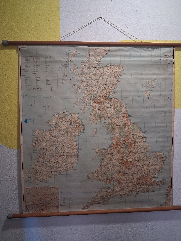 Wandkaart UK, Gelezen, Ophalen of Verzenden, Landkaart, 1800 tot 2000
