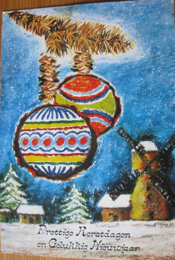 Kerst - twee kerstballen en een molen - 1981, Verzenden, 1980 tot heden, Gelopen, Overige thema's