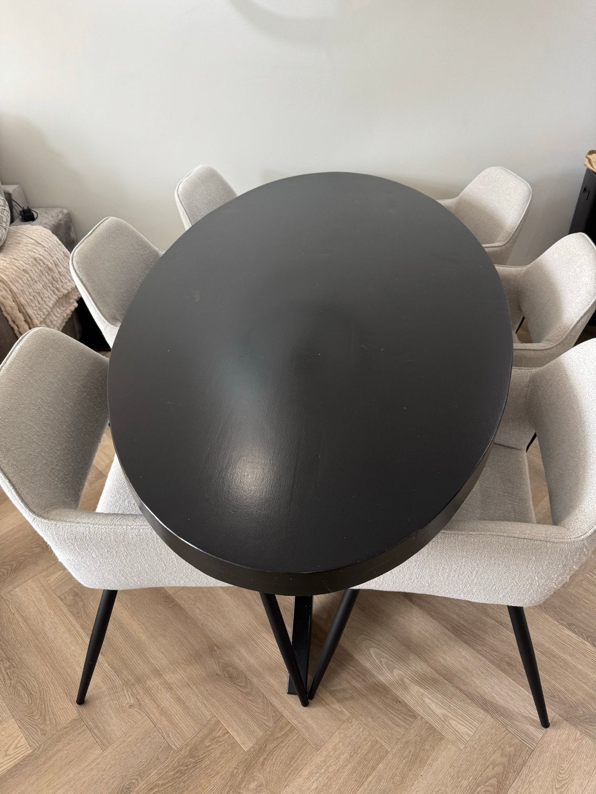 Zwarte ovale eettafel 210x100cm, Huis en Inrichting, Tafels | Eettafels, Ophalen, Gebruikt, 100 tot 150 cm, 200 cm of meer