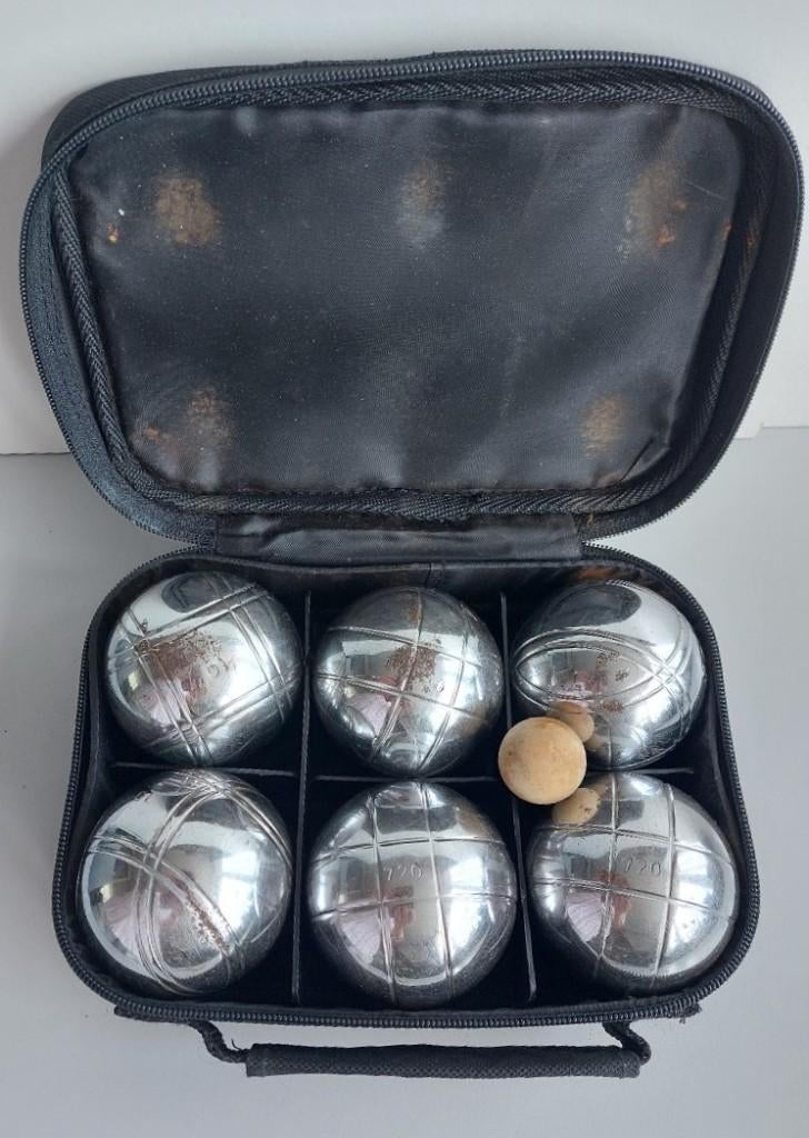 6 Jeu de Boules ballen in etui (rits kapot), Ophalen of Verzenden, Gebruikt