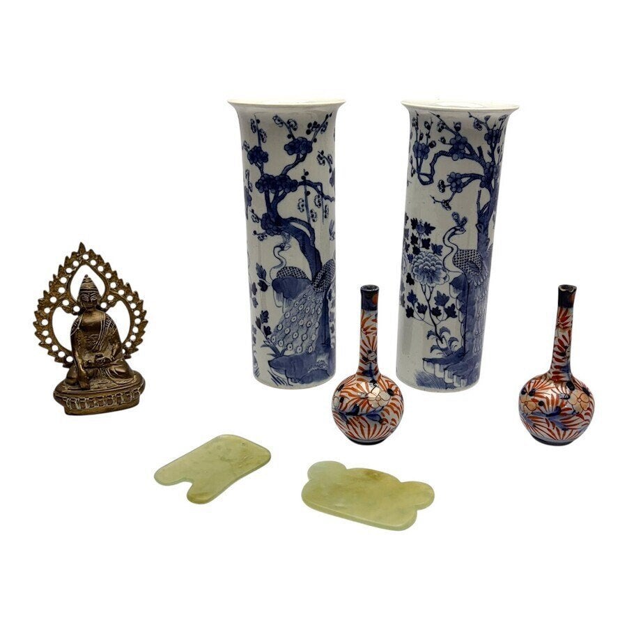 Lot aziatica (7x), waaronder twee 19e eeuwse Chinese vazen, Antiek en Kunst, Ophalen of Verzenden