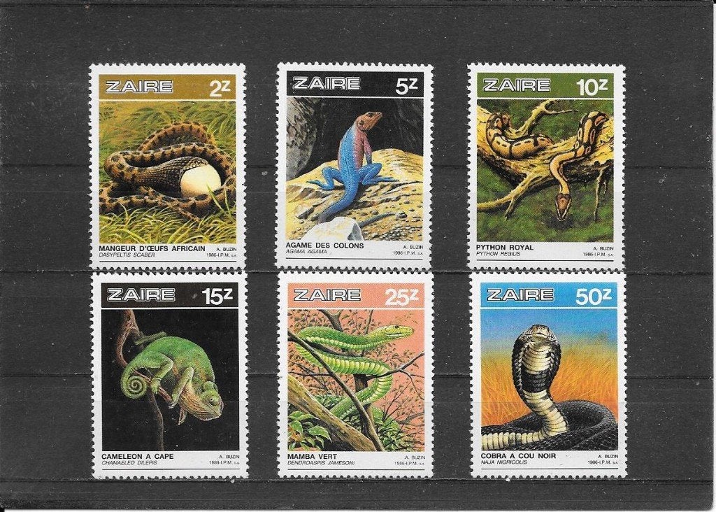 Zaïre reptielen, Ophalen of Verzenden, Overige landen, Postfris