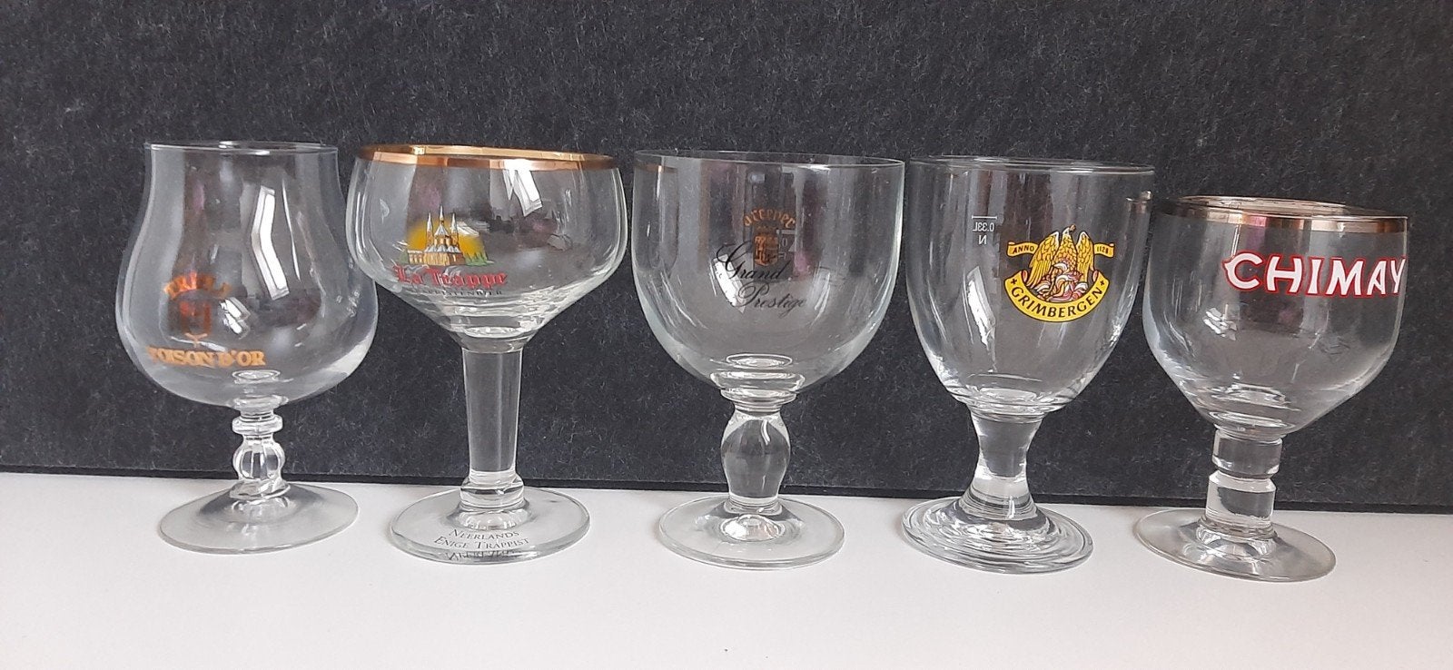 Bierglazen collectie: La Trappe, Chimay, Grimbergen, etc., Ophalen of Verzenden, Gebruikt
