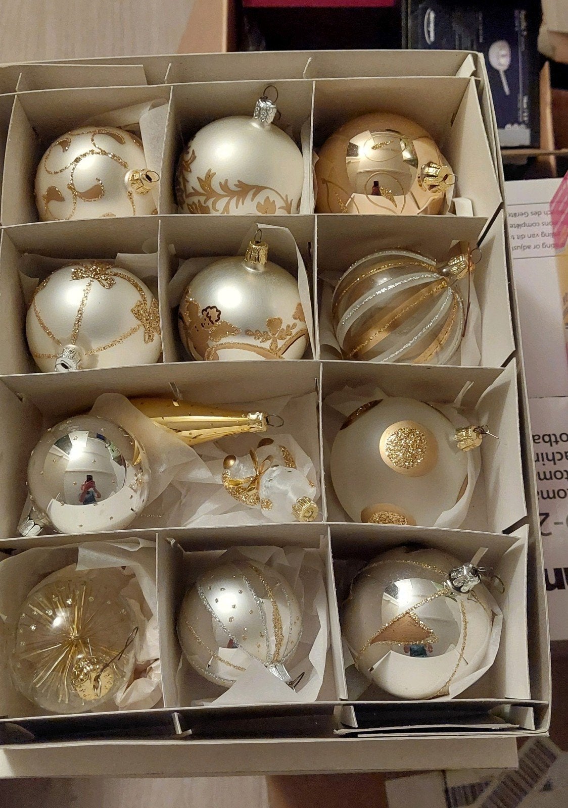 oude glazen kerstballen goudkleurig, Ophalen of Verzenden