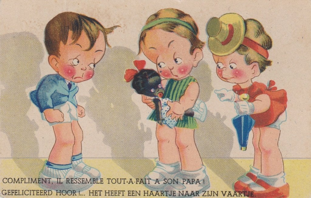 Black kids. Kinderen. Leuke oude Ansichtkaart., Verzamelen, Verzenden, 1940 tot 1960, Ongelopen, Kinderen
