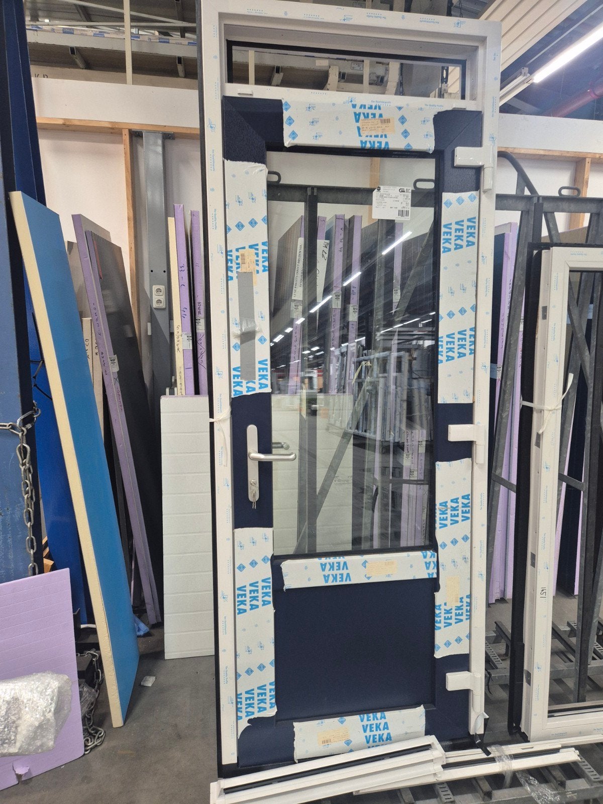 Kunststof achterdeur inclusief kozijn 91x240cm. Dubbelglas., Kunststof, Deurkozijn, Inclusief glas, 225 cm of meer