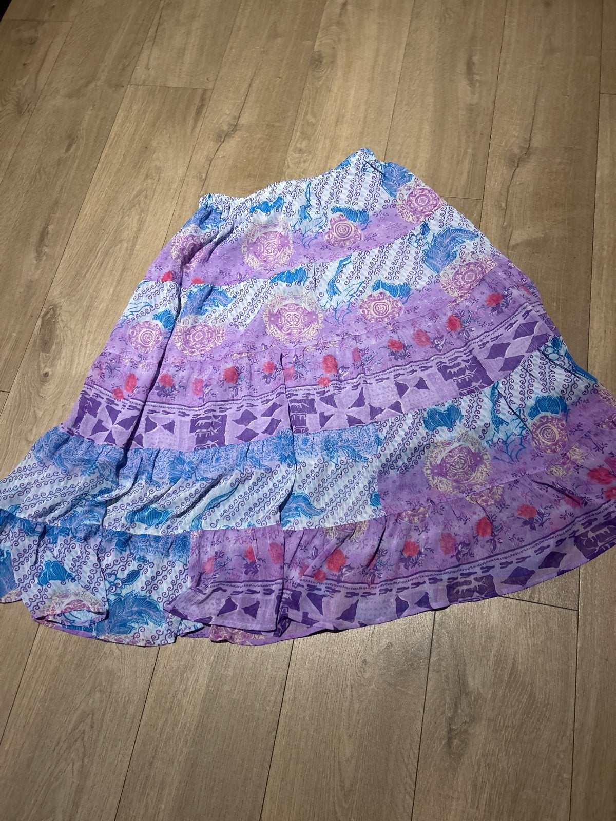 Paarse/blauwe bohemian rok met print, Kleding | Dames, Maat 38/40 (M), Paars, Nieuw, Ophalen of Verzenden