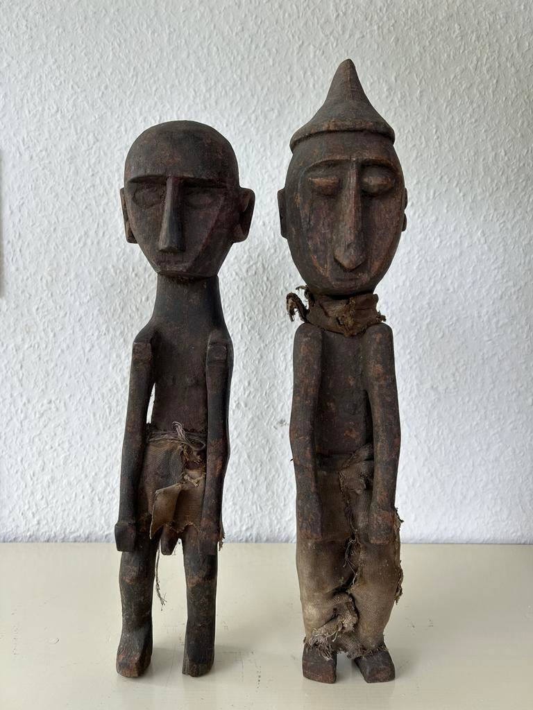 Prachtig paar oude Atauro voorouder figurer Indonesie tribal, Ophalen of Verzenden