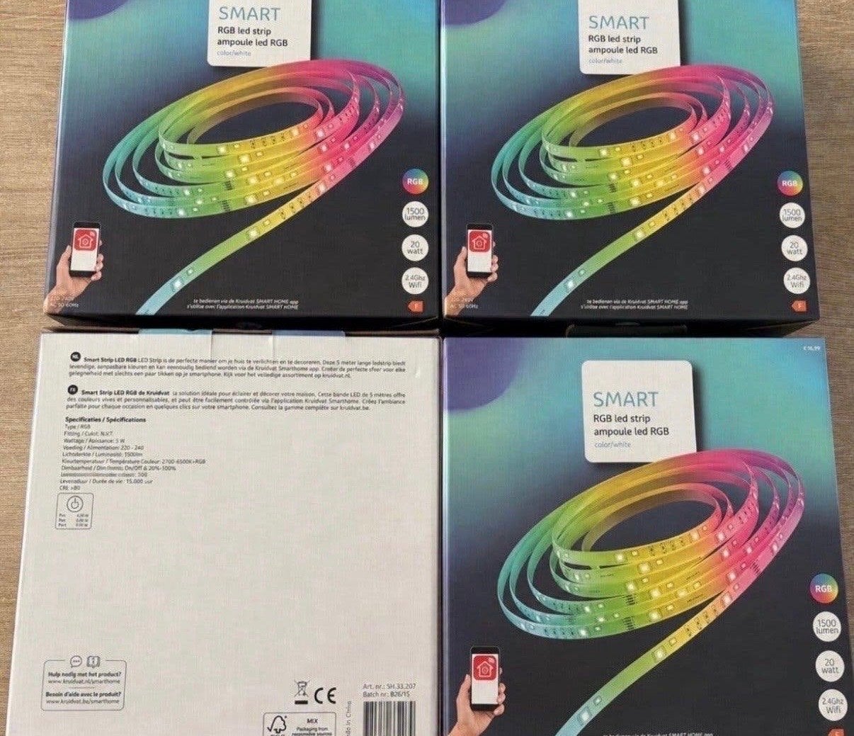 4 stuks SMART RGB LED Strip - Kleurrijke Sfeerverlichting, Overige merken, Kunststof, Meerkleurig, Nieuw