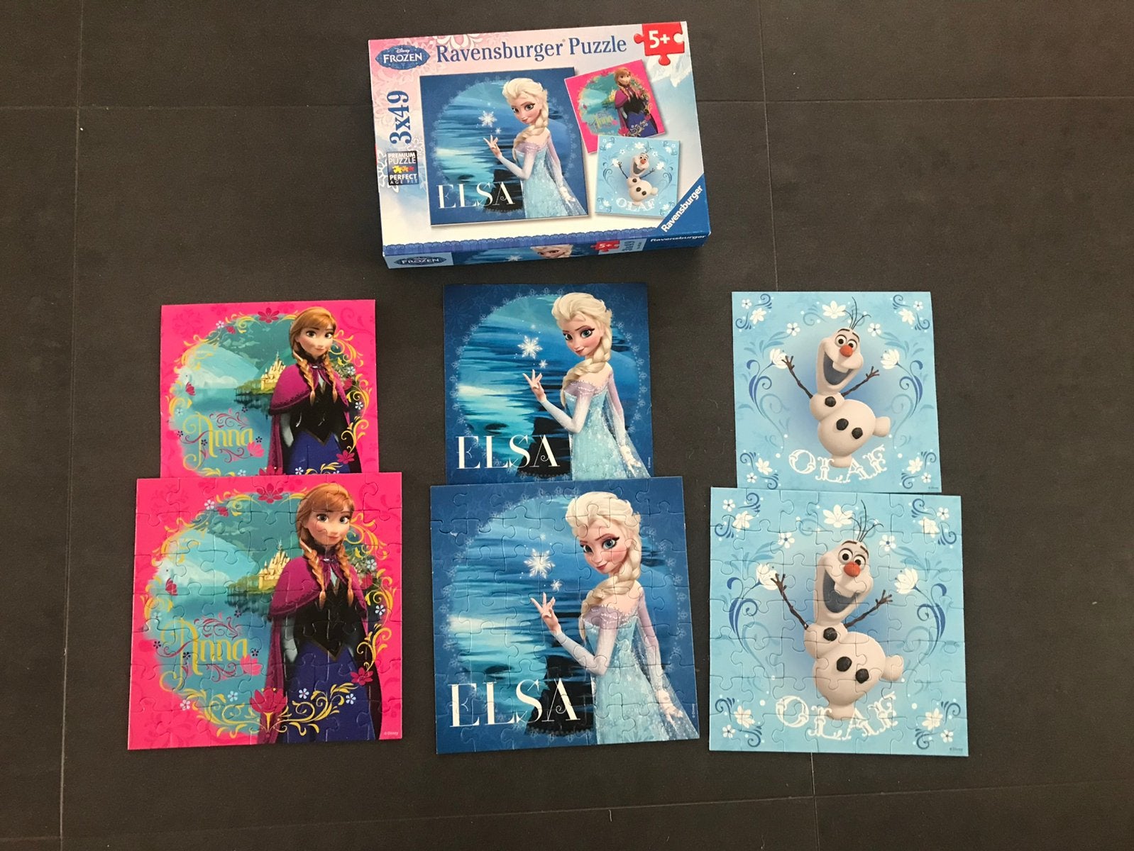 3 frozen kinderpuzzels, Ophalen of Verzenden, 10 tot 50 stukjes, Zo goed als nieuw, 4 tot 6 jaar