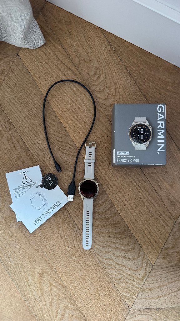 Garmin Fēnix 7S Pro Sapphire Solar – Soft Gold, Ophalen of Verzenden, Zo goed als nieuw, Waterdicht, Garmin Fēnix 7S Pro Sapphire Solar – Soft Gold