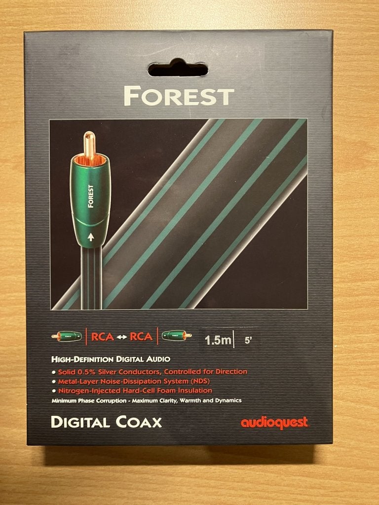 Audioquest Forest - Digital Coax RCA-RCA 1.5 m, Ophalen of Verzenden, Zo goed als nieuw, Minder dan 2 meter, Coaxiale kabel