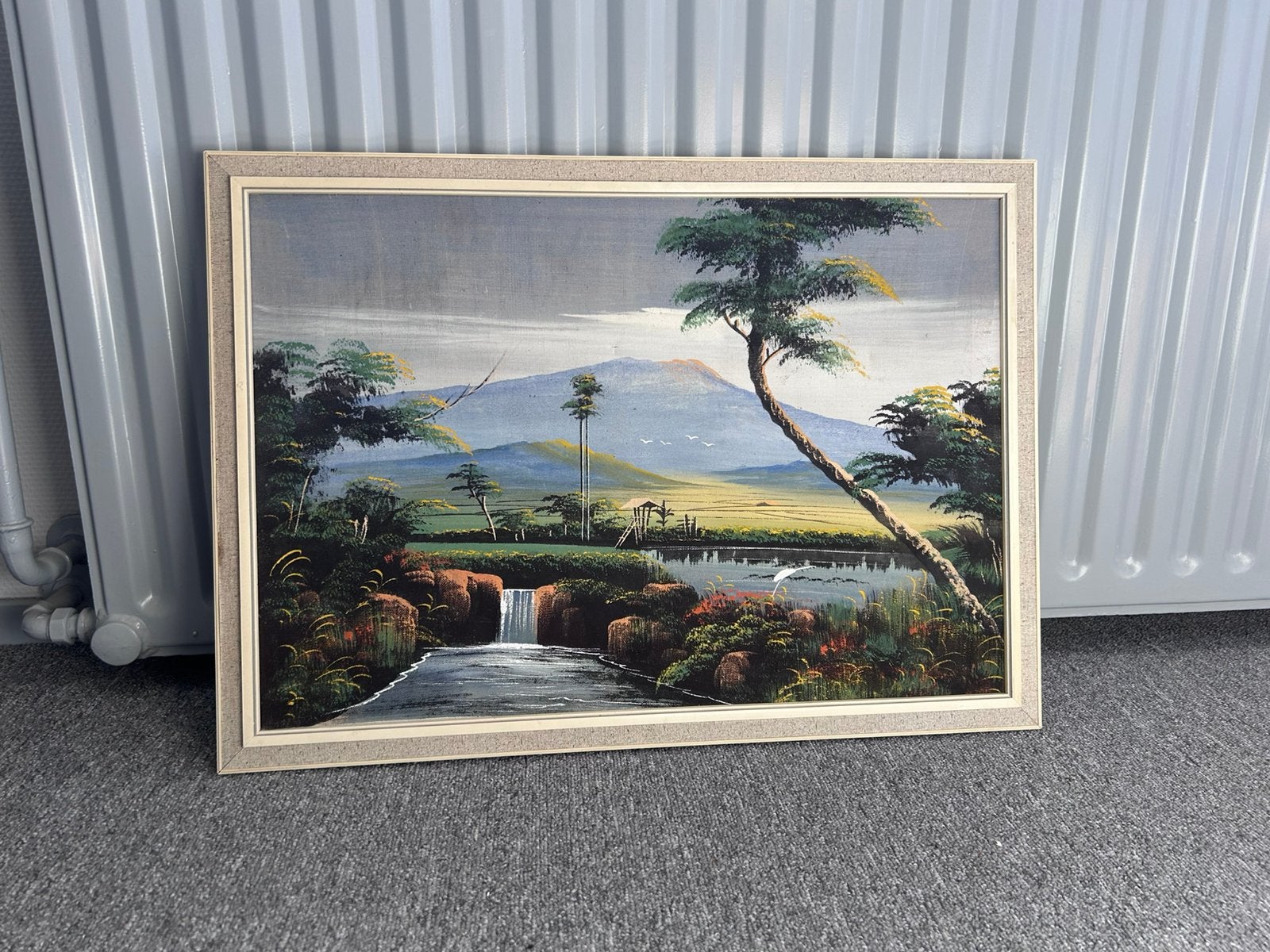 Landschapschilderij op linnen doek, Doek, Overige technieken, Ophalen of Verzenden, Landschap