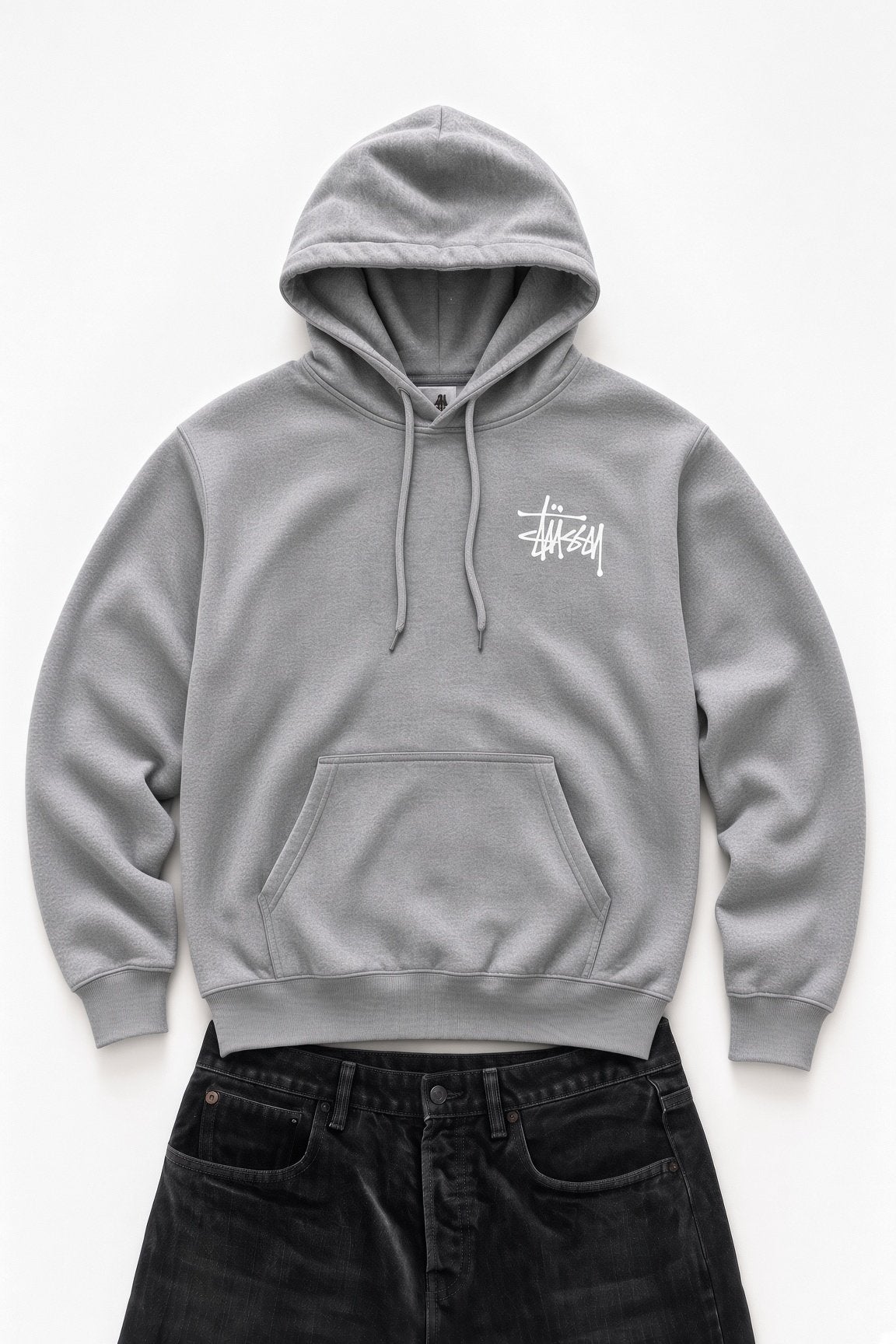Stüssy Basic Hoodie Grijs – Maat S / M / L / XL, Ophalen of Verzenden, Zo goed als nieuw, Maat 52/54 (L), Grijs