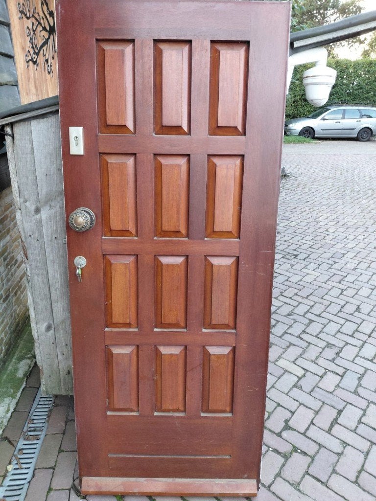 hardhouten buitendeur, Ophalen, Gebruikt, Buitendeur, 200 tot 215 cm