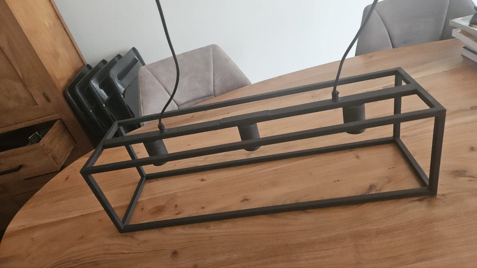 Praxis Industriële Zwart Metalen Hanglamp - 3 Lampen, Ophalen, Gebruikt, E27 (groot), Metaal