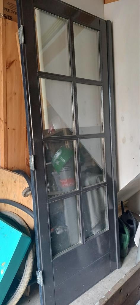 Eiken houten deur, Ophalen, Gebruikt, 200 tot 215 cm, Glas