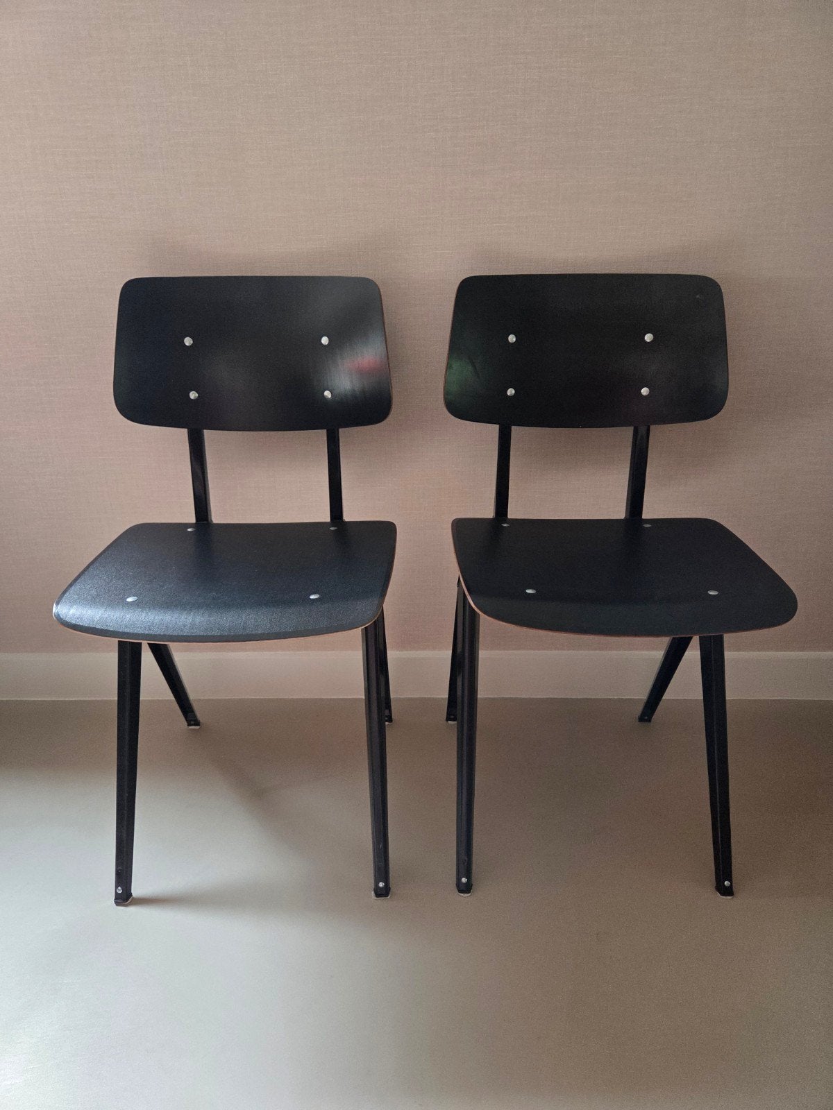 Retro/industriële schoolstoelen jaren 50/60, Ophalen of Verzenden, Bruin