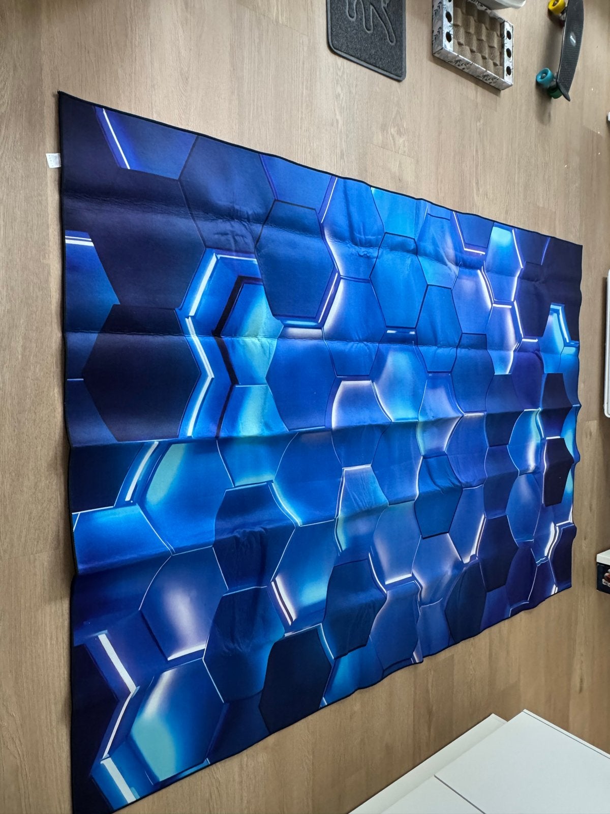 Blauw Hexagon Vloerkleed - Modern Design, Huis en Inrichting, Stoffering | Tapijten en Kleden, Ophalen, 100 tot 150 cm, Blauw