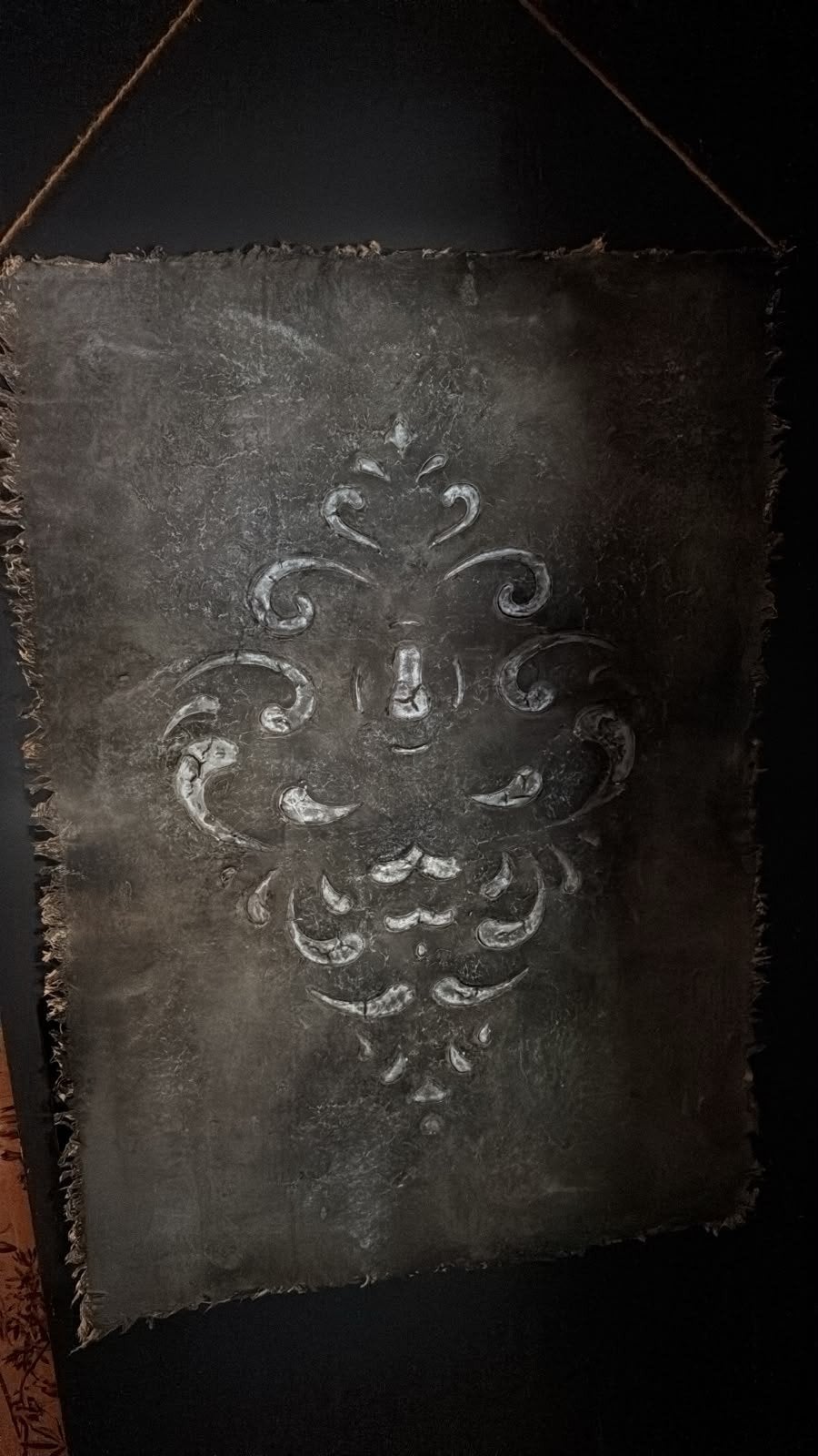 Decoratief wandkleed met barokprint en ophangsysteem, Ophalen