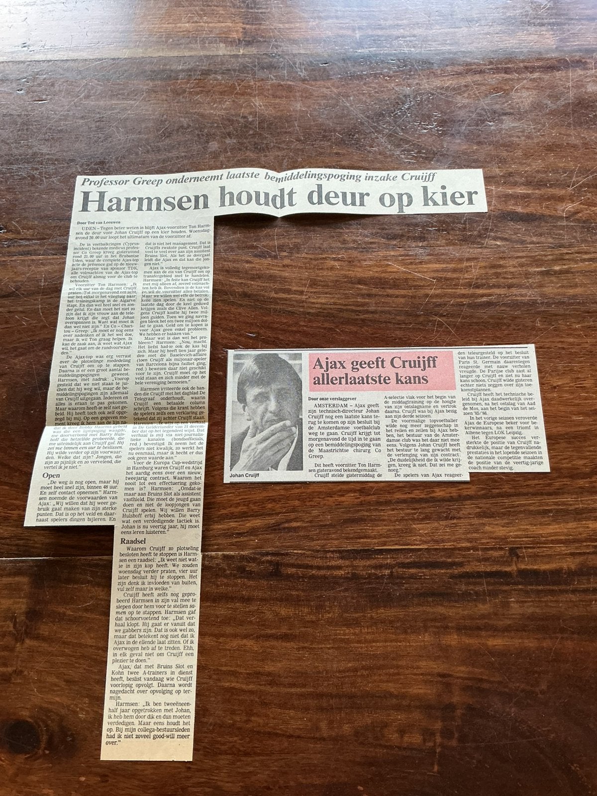 Voetbal krantenartikel Ajax allerlaatste kans Cruijff 1988, Ophalen of Verzenden, Knipsel(s)