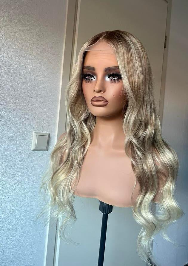 Blonde haarwerk pruik lace wig haarstuk echt haar extensions, Ophalen, Zo goed als nieuw, Pruik of Haarverlenging