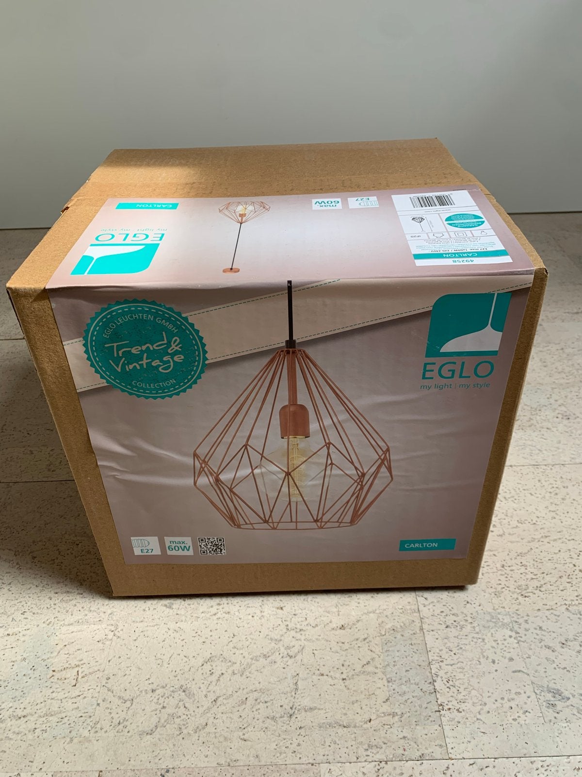 EGLO Carlton Hanglamp Koper - Nieuw in doos, Huis en Inrichting, Ophalen, Nieuw, Metaal, E27 (groot)