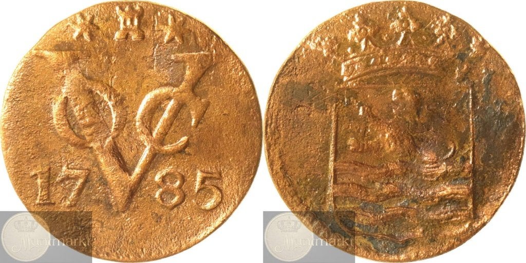 V.O.C. - Zeeland - Duit 1785 - Middelburg - Groter jaartal, Ophalen of Verzenden, Vóór koninkrijk, Overige waardes, Losse munt