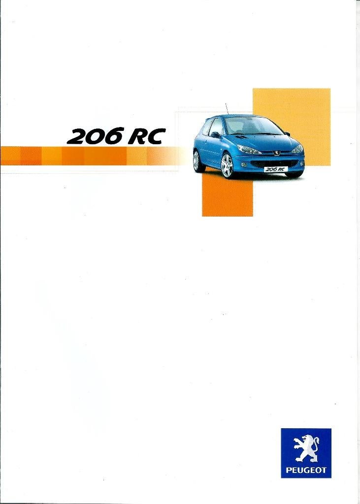 Brochure Peugeot 206 RC 2003, Ophalen of Verzenden, Gelezen, Peugeot