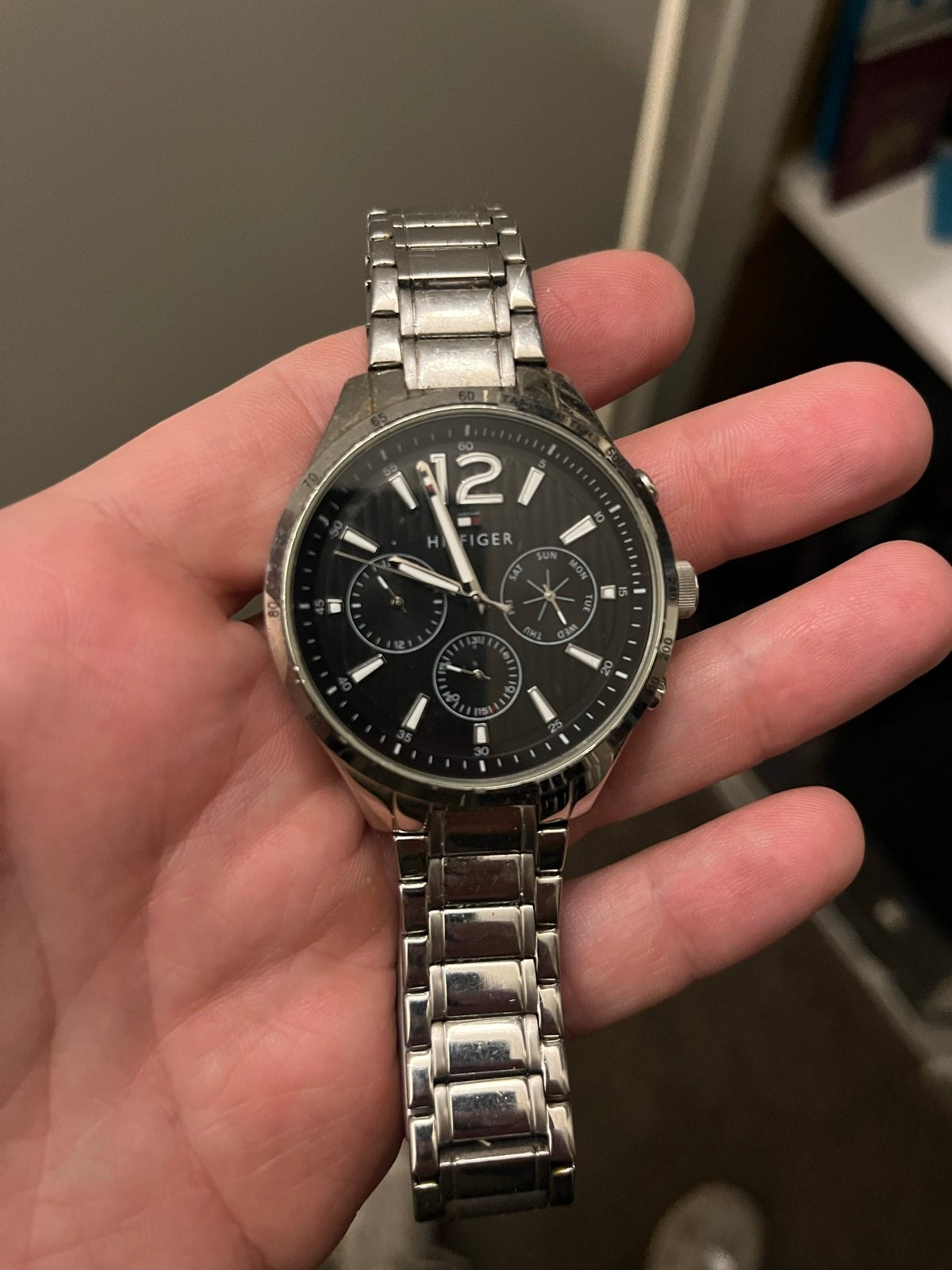 Tommy Hilfiger herenhorloge - Lichte glasschade, Overige merken, Gebruikt, Staal, Polshorloge