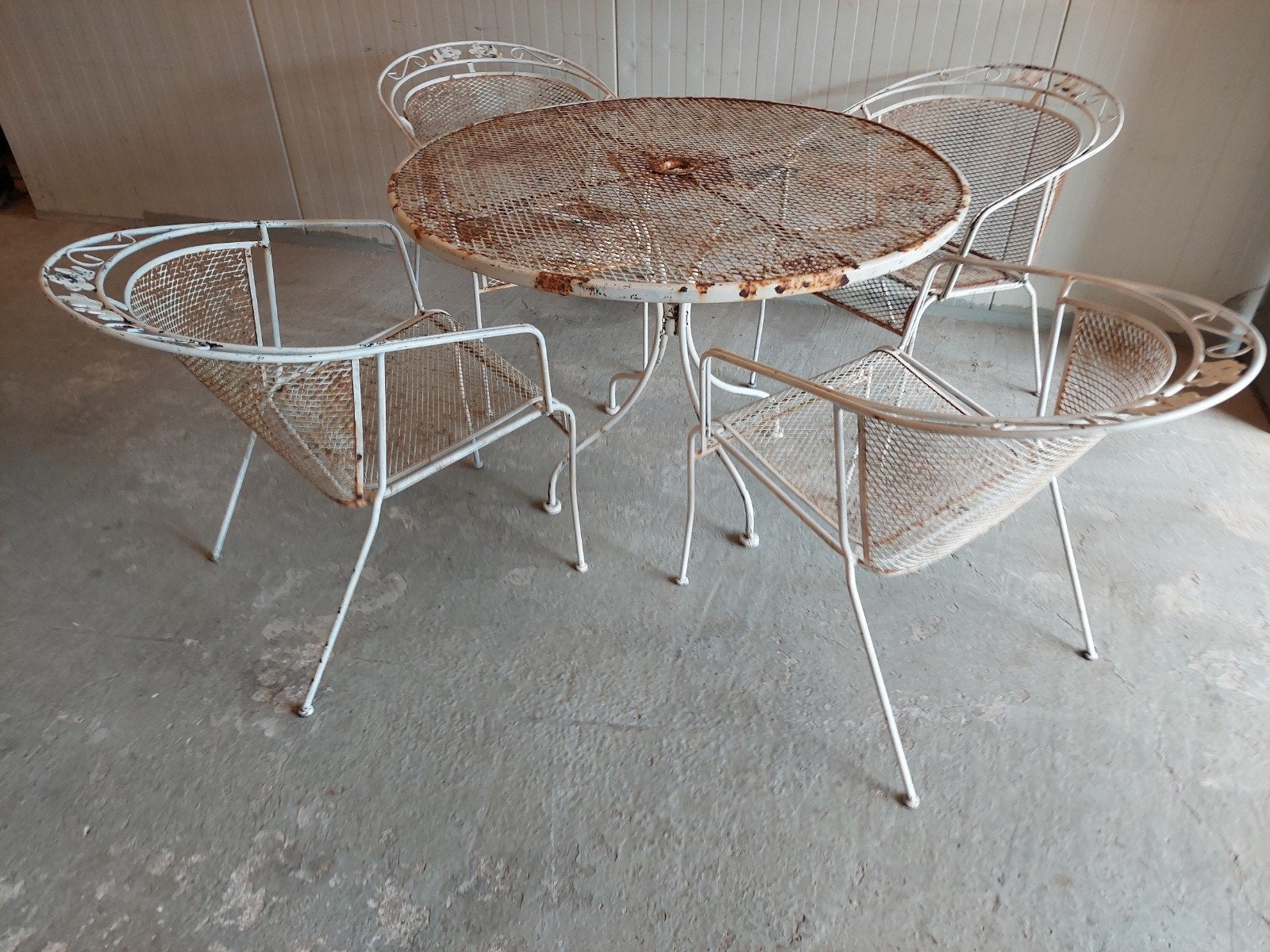 *Vintage Tuinset* Tafel met 4 Stoelen - Fraaie Patina, Ophalen, Gebruikt, Bijzettafel, Tuinset