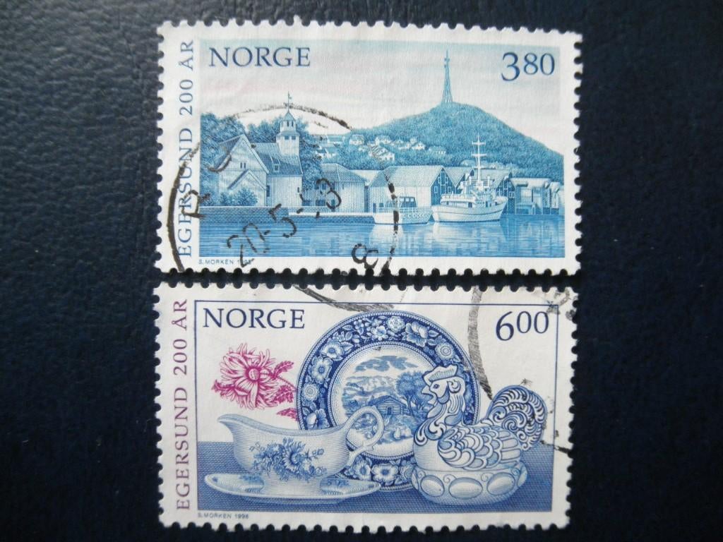 Postzegels Noorwegen 1998 stad Elgersund schepen - cw. 2,00., Ophalen of Verzenden, Noorwegen, Gestempeld