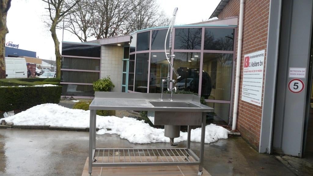 RVS spoelkeuken met voorspoeldouche, Ophalen, 150 tot 200 cm, Nieuw, Minder dan 100 cm