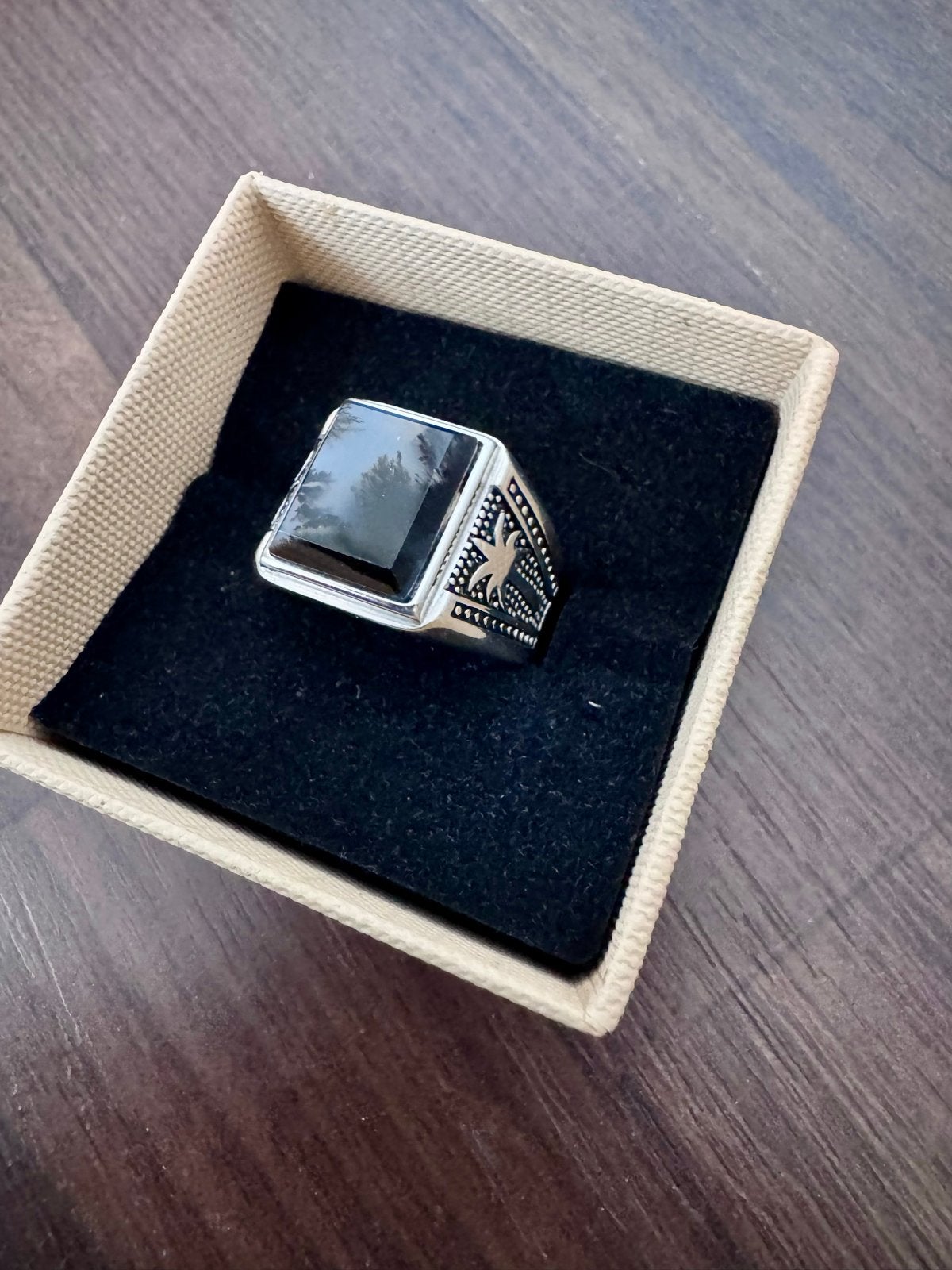 Zilveren ring met agaat steen, Ophalen, 18 tot 19, Heer, Zo goed als nieuw